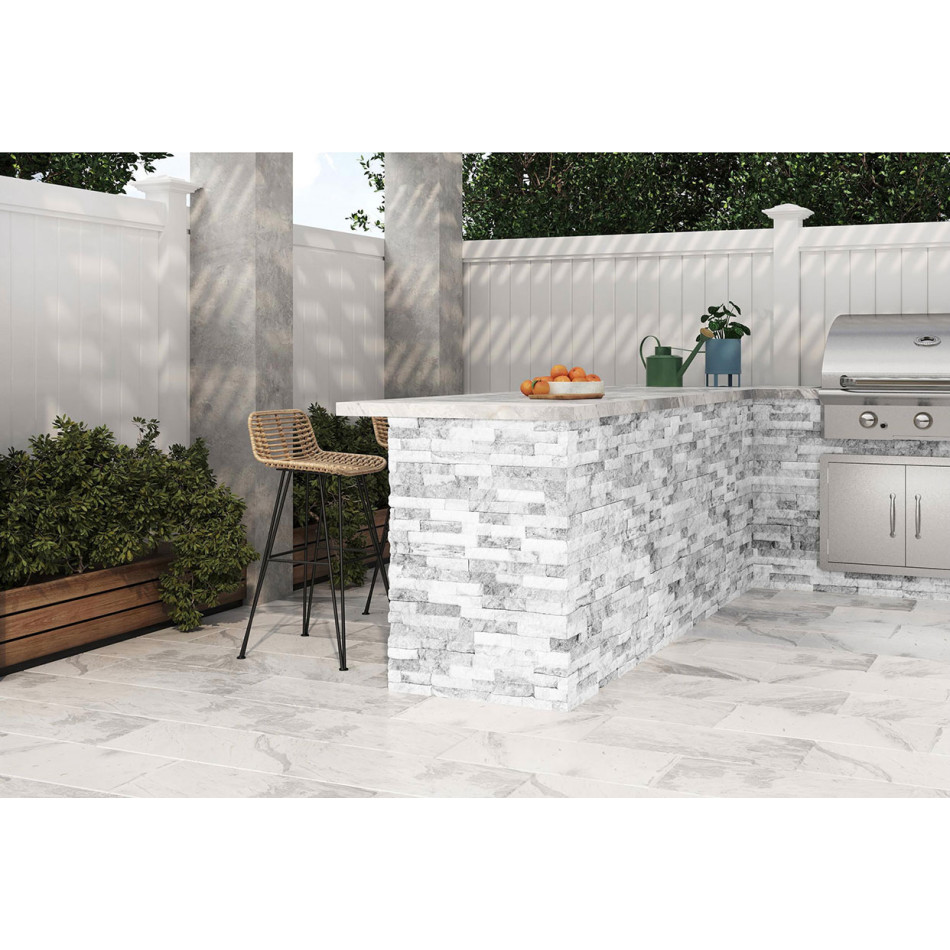 3D панели из бело-серого кварцита